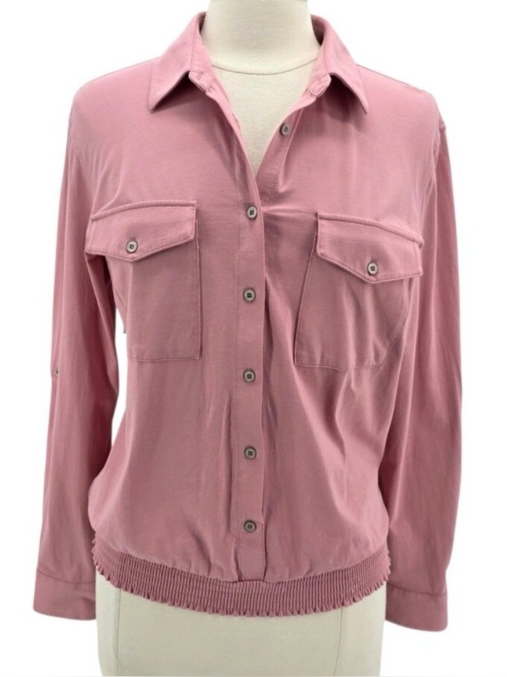 NWOT Buttercloth Pink Button Down Pre-Tucked Fit Top Medium